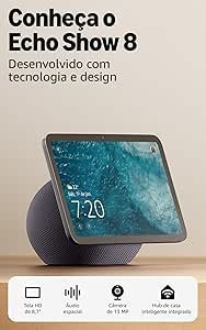 Amazon Echo Show 8 (Geração mais recente) - Com novo design, tela vibrante HD de 8,7