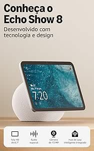 Amazon Echo Show 8 (Geração mais recente) - Com novo design, tela vibrante HD de 8,7