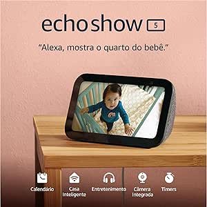 Echo Show 5 (Geração mais recente)  Smart display com Alexa, graves 2x mais potentes e som mais nítido  Cor Preta