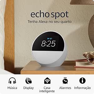 Echo Spot com Alexa (Geração mais recente)  Despertador inteligente com som vibrante  Cor Branca