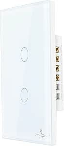 Interruptor Inteligente Touch 1,2,3 e 6 Botões Teclas 4x2 e 4x4 Alexa Google Wifi App Tuya Pandaplus Controle de Voz Automação Bivolt (Branco 2 Botões)   Ferramentas e Materiais de Construção