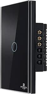 Interruptor Inteligente Touch 1 Botão 4x2 Alexa Google Wifi Smartlife Tuya Panda Plus Controle de Voz Bivolt Automação (Preto)   Ferramentas e Materiais de Construção