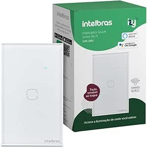Interruptor Touch Inteligente Compatível com Alexa Com 1 Tecla EWS 1001 Branco Intelbras   Ferramentas e Materiais de Construção
