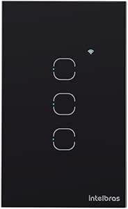 Interruptor Touch Inteligente Compatível Com Alexa Com 3 Teclas EWS 1003 Preto Intelbras   Ferramentas e Materiais de Construção